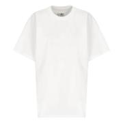 MM6 Maison Margiela Vit Bomullst-shirt med Ikoniskt Logotyp White, Dam