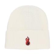 VISION OF SUPER Flames Logo Off White Beanie Hat White, Unisex