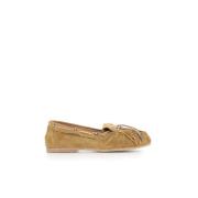 SARTORE Beige Fringed Moccasin Sandaler Beige, Dam