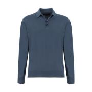 SEASE Slim Fit Långärmad Ullpolo Blue, Herr