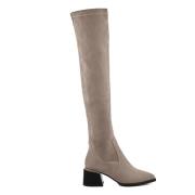 Cesare Gaspari Suede Chic Over-the-Knee Boots - Beige Beige, Dam