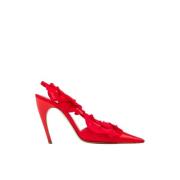 NENSI DOJAKA Röda Satin Slingback Klackar Red, Dam