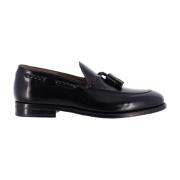 CALCE Svart läder slip-on mockasin skor Black, Herr