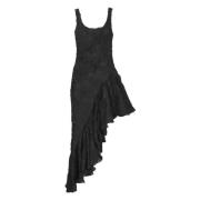 ROTATE Birger Christensen Black Rose Asymmetric Sleeveless Dress Black...