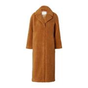 STAND STUDIO Oversized Faux Fur Lång Kappa Brown, Dam