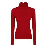 P.A.R.O.S.H. Röd Ribbstickad Turtleneck Sweatshirt Red, Dam