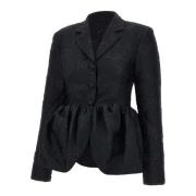 ROTATE Birger Christensen Svart Jacquard Drapperad Blazer Black, Dam