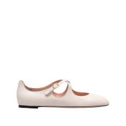 Bally Vita Läder Ballett Flats Skor White, Dam