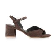 DEL CARLO Brun Mocka Korsad Rem Sandal Brown, Dam