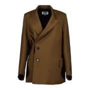 MM6 Maison Margiela Brun Asymmetrisk Blazer Höst-Vinter Kollektion Bro...