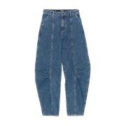 ROTATE Birger Christensen Denim Cargo Byxor i Twillstil Blue, Dam