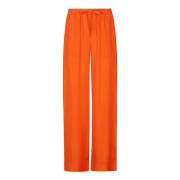 P.A.R.O.S.H. Silke Svart Crepe Byxor Elastisk Midja Orange, Dam