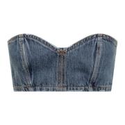 MONOT Söt Denim Bandeau Topp Blue, Dam