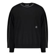 AMBUSH Räfflad Crew-neck Sweater med Ruffle Black, Herr