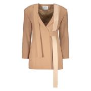 AMBUSH V-ringad blazer med matchande bälte Brown, Dam