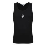 JW Anderson Vit Ankare Logotyp Ärmlös Tank Top Black, Herr