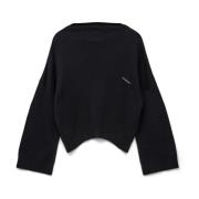 Blanche Svart Bomull Crop Jumper Black, Dam