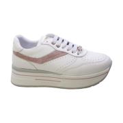 Janet & Janet Vita läder sneakers med rosa mockainsatser White, Dam