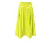 Essentiel Antwerp Veckad Midi Kjol A-linje Stil Yellow, Dam