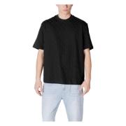 Armani Exchange Svart Bomull T-shirt med Rund Hals Black, Herr