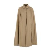 Federica Tosi Beige Cape med Krage och Dold Stängning Beige, Dam