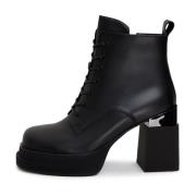 Cesare Gaspari Läder Blockklack Ankelboots Black, Dam