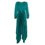 Twinset Elegant V-ringad Midi Klänning Green, Dam