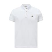 Moncler Logo Patch Polo Shirt White White, Herr