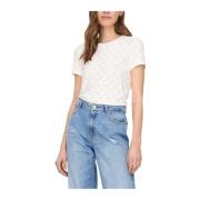 JACQUELINE de YONG Vit Eyelet Detalj T-shirt White, Dam