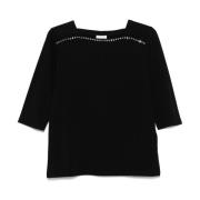 Liu Jo Svart Square Neck T-shirts och Polos Black, Dam