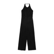 Twinset Svart jumpsuit med öppen rygg Black, Dam