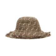 Fendi Jacquard FF-motiv Beige Bomullshatt Beige, Dam