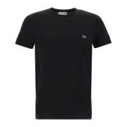 Lacoste Svart Pima Bomull T-shirt med Krokodillogotyp Black, Herr