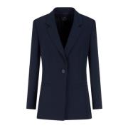 Armani Exchange Blå Klassisk Knapp Blazer Jacka Blue, Dam