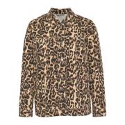 Kaffe Jeansjacka med Leopardtryck Brown, Dam