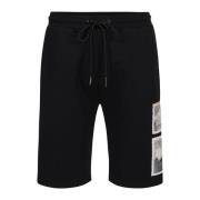 Iceberg Svart slim fit bomullsfleece bermuda Black, Herr