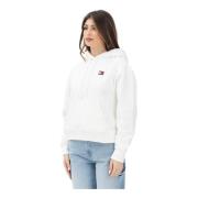 Tommy Jeans Vit Huvtröja Sweatshirt Retrostil White, Dam