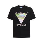 Casablanca Cubism Tennis Club Bomull T-shirt Black, Herr