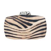 Just Cavalli Beige Zebra Print Clutch Väska Brown, Dam