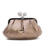 Max Mara Weekend Beige Satin Kedja Rem Clutch Beige, Dam