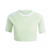 Adidas Originals Bomullst-shirt med ikoniska ränder Green, Dam