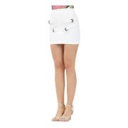 Versace Jeans Couture Vit Denim Minikjol med Barockspännen White, Dam