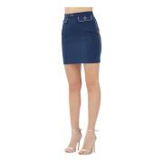 Elisabetta Franchi Blå Kort Crêpe Stretch Kjol Blue, Dam