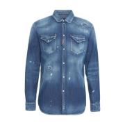 Dsquared2 Blå Denim Skjorta Relax Dan Blue, Herr