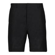 Fendi Bomull Linne Shorts med Tryckt Logotyp Black, Herr