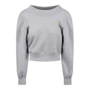 The Attico Mélange-effekt Crew Neck Sweatshirt med Cut-out Detaljer Gr...