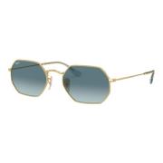 Ray-Ban Guld/Blå Åttakantiga Solglasögon Yellow, Unisex