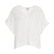 8PM Vit Linne V-Hals T-Shirt White, Dam