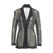 Norma Kamali Elegant Svart Tulle Blazer Black, Dam