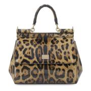 Dolce & Gabbana Leopardmönstrad Läderhandväska Multicolor, Dam